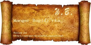 Wanger Boglárka névjegykártya